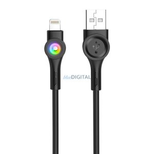 Foneng X59 USB Lightning kábel, LED, 3A, 1m (fekete)