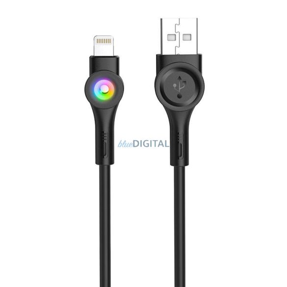 Foneng X59 USB-Micro USB kábel, LED, 3A, 1m (fekete)