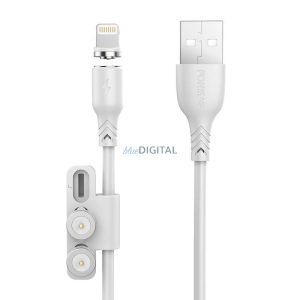 Foneng X62 Mágneses 3 az 1-ben USB USB-C / Lightning / Micro USB kábel, 2.4A, 1m (fehér)