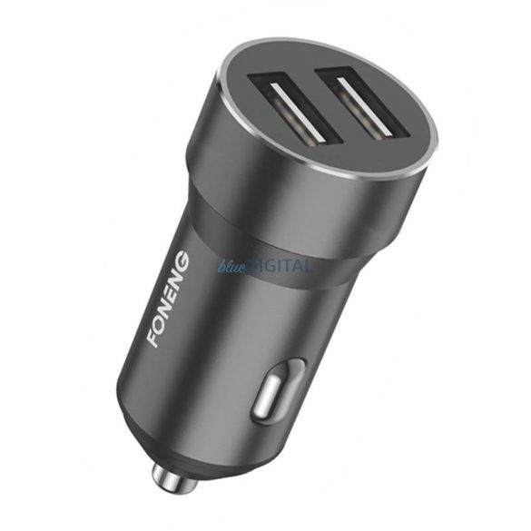 Fém autós töltő dupla USB Foneng C08 2.4A (fekete)