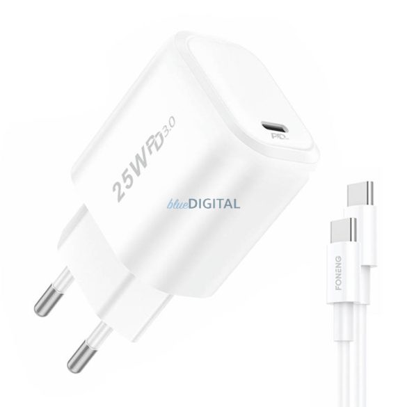 Gyorstöltő Foneng 2x USB EU40 + USB C kábel