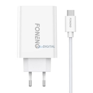 Gyorstöltő Foneng 1x USB EU43+ USB Type C kábel