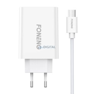 Gyorstöltő Foneng 1x USB EU43 + USB Micro kábel