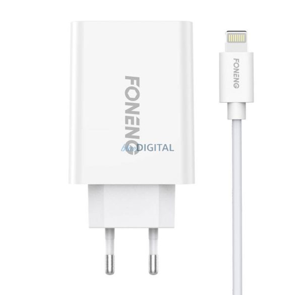 Gyorstöltő Foneng 1x USB EU43 + USB Lightning kábel