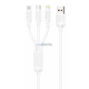 Foneng X80 3 az 1-ben USB USB-C / Lightning / Micro USB kábel, 100W, 1.2m (fehér)