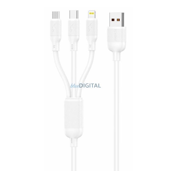 Foneng X80 3 az 1-ben USB USB-C / Lightning / Micro USB kábel, 100W, 1.2m (fehér)
