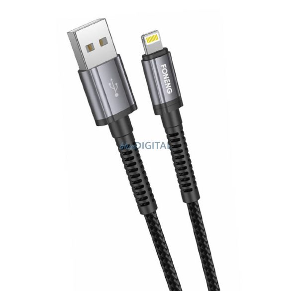 USB kábel Lightning Foneng X83, 2.1A, 1m (fekete)