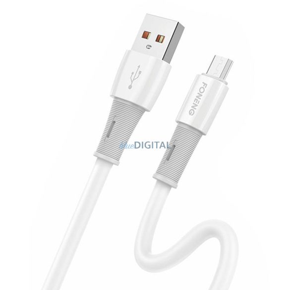 Foneng kábel USB-Micro, X86 elasztikus 3A, 1.2m (fehér)