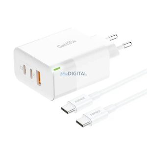 Töltő Foneng GAN65 USB-A, USB-C, USB-C GAN65, 2.4A, 65W (fehér)