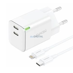 Fali töltő Foneng GAN35 USB-C 2-Port 2.4A (fehér)