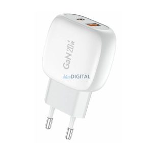 Foneng EU41 hálózati töltő 1xUSB-A és 1xUSB-C csatlakozással 20W - fehér