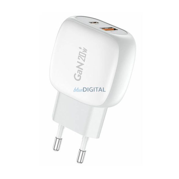 Foneng EU41 hálózati töltő 1xUSB-A és 1xUSB-C csatlakozással 20W - fehér