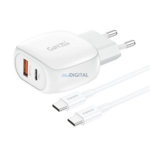 Foneng EU41 hálózati töltő 1xUSB-A és 1xUSB-C csatlakozással és Type-C - Type-C kábellel 20W - fehér