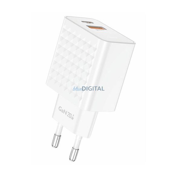 Foneng EU42 hálózati töltő 1xUSB-A és 1xUSB-C csatlakozással 20W - fehér