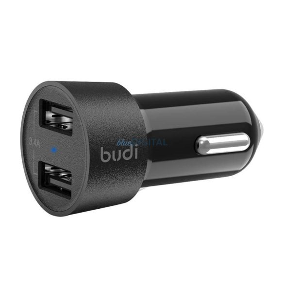 LED-es autós töltő B-UDI, 2x USB, 3.4A (fekete)