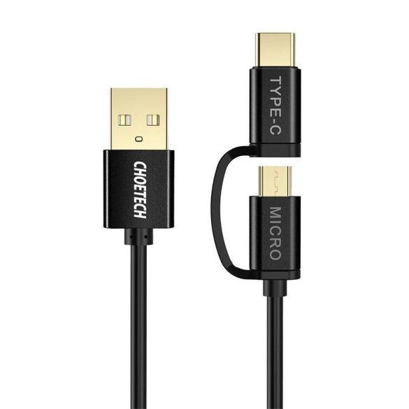 2in1 USB kábel Choetech USB-C / Micro USB, (fekete)