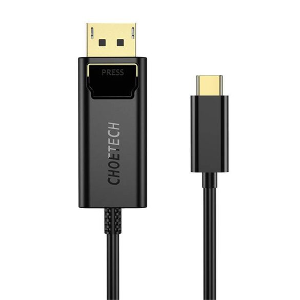USB-C-Display Port kábel Choetech XCP-1801BK, egyirányú, 4K, 1,8 m (fekete)