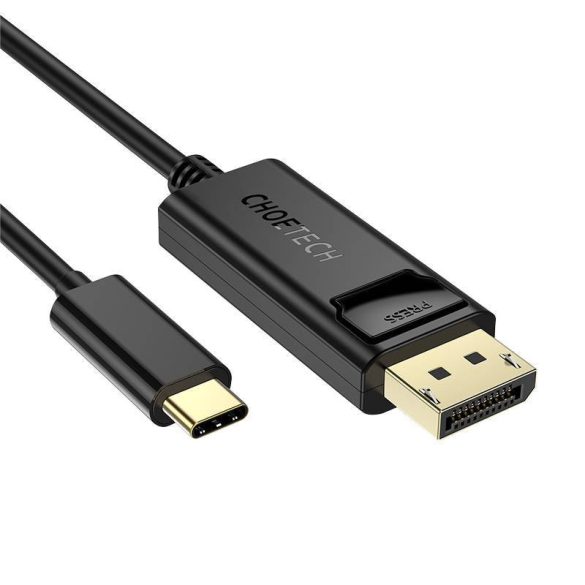 USB-C-Display Port kábel Choetech XCP-1801BK, egyirányú, 4K, 1,8 m (fekete)