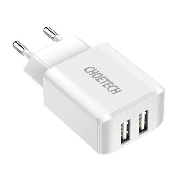 Choetech C0030 töltő, 2A, 2x USB (fehér)