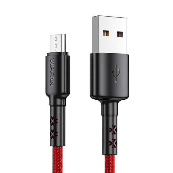 USB-Micro USB kábel Vipfan X02, 3A, 1.2m (piros)