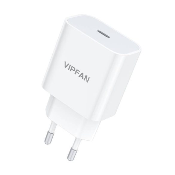 Vipfan E04 fali töltő, USB-C, 20W, QC 3.0 + USB-C kábel (fehér)