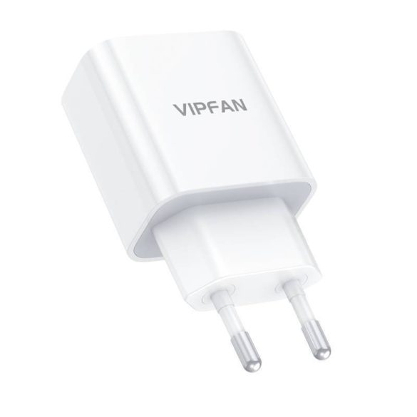 Vipfan E04 fali töltő, USB-C, 20W, QC 3.0 + USB-C kábel (fehér)