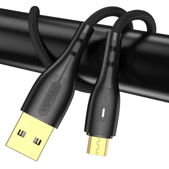 USB-Micro USB kábel Vipfan Nano Gold X07, 3A, 1.2m (fekete)