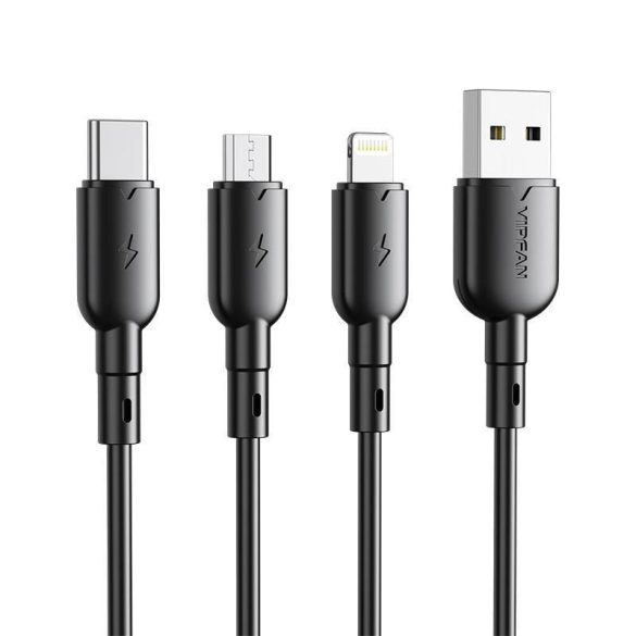 USB és Micro USB kábel Vipfan Colorful X11, 3A, 1m (fekete)