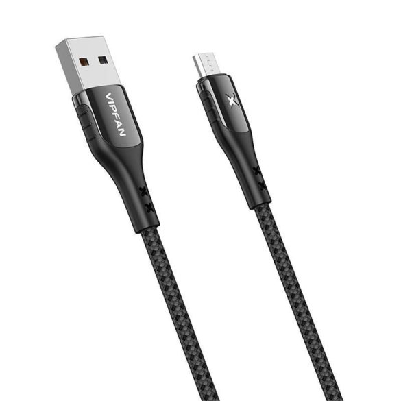 USB és Micro USB kábel Vipfan Colorful X13, 3A, 1.2m (fekete)