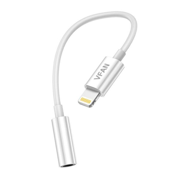 Vipfan L07 Lightning 3.5mm-es mini jack 3.5mm-es AUX kábel, 10cm (fehér)