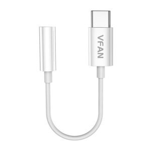 Vipfan L08 USB-C és mini jack 3.5mm AUX kábel, 10cm (fehér)