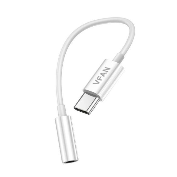 Vipfan L08 USB-C és mini jack 3.5mm AUX kábel, 10cm (fehér)