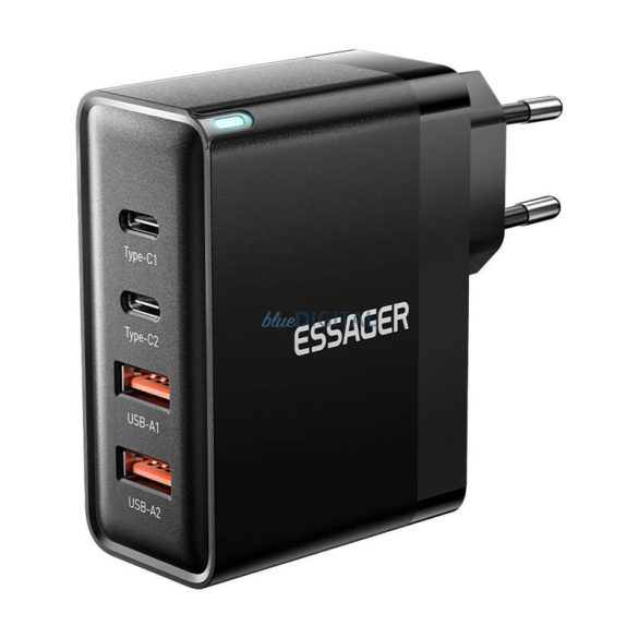 Essager ECT2CA-QYB01-Z hálózati töltő 2xUSB-A és 2xUSB-C csatlakozással 100W - fekete