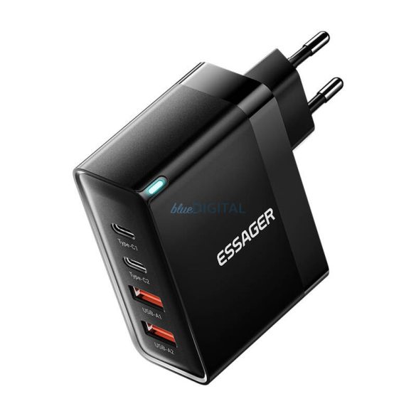 Essager ECT2CA-QYB01-Z hálózati töltő 2xUSB-A és 2xUSB-C csatlakozással 100W - fekete