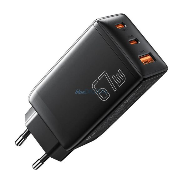 Essager ECTAC-DYB01-Z hálózati töltő 1xUSB-A és 2xUSB-C csatlakozással GaN 67W - fekete