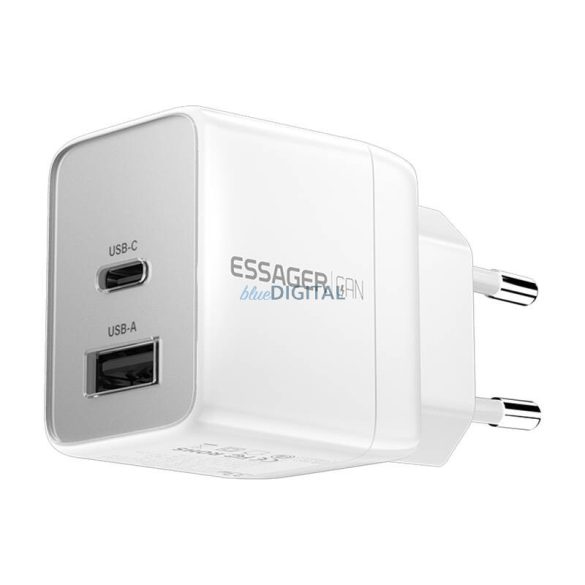 Essager ECT33W-LJB02-Z hálózati töltő 1xUSB-A és 1xUSB-C csatlakozással 33W - fehér