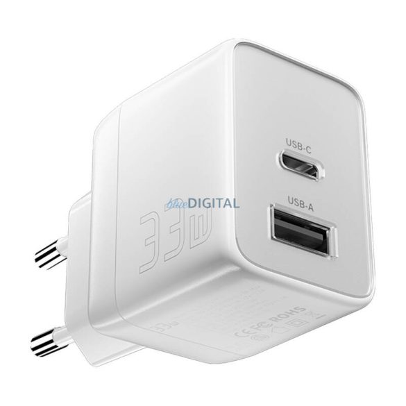 Essager ECT33W-LJB02-Z hálózati töltő 1xUSB-A és 1xUSB-C csatlakozással 33W - fehér