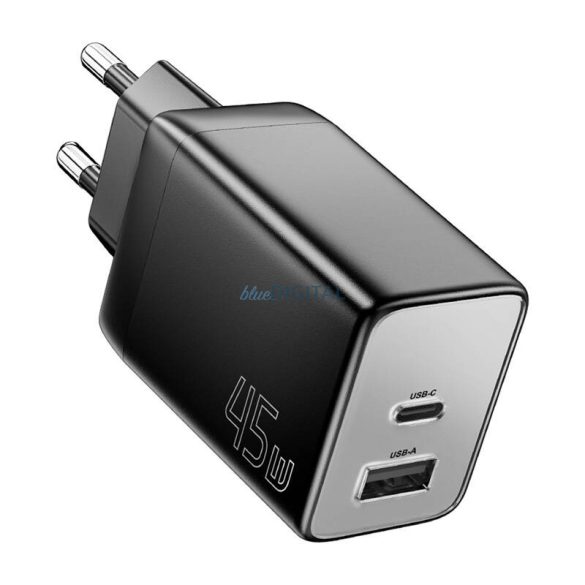 Essager ECT45W-LJB01-Z hálózati töltő 1xUSB-A és 1xUSB-C csatlakozással 45W - fekete