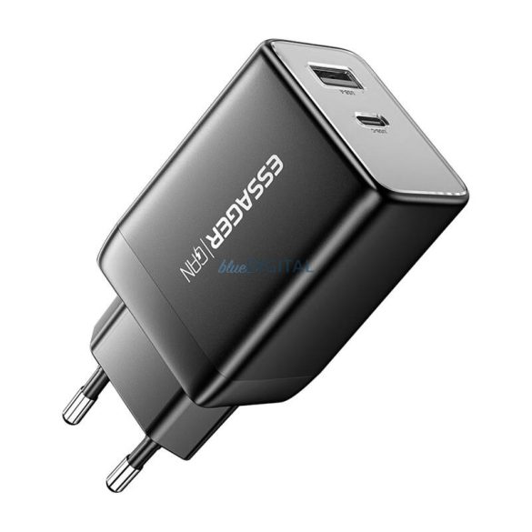 Essager ECT45W-LJB01-Z hálózati töltő 1xUSB-A és 1xUSB-C csatlakozással 45W - fekete