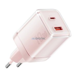 Essager Yueqi hálózati töltő 1xUSB-A és 1xUSB-C csatlakozással 70W GaN - rózsaszín