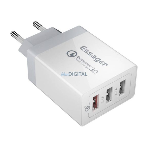 Essager ECTQC3-FBB02 hálózati töltő 3xUSB-A csatlakozással 30W - fehér