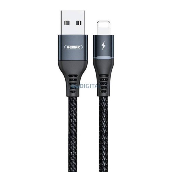 Kábel USB Lightning Remax színes fény, 2.4A, 1m (fekete)