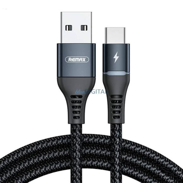 Kábel USB-C Remax színes fény, 1m, 2.4A (fekete)