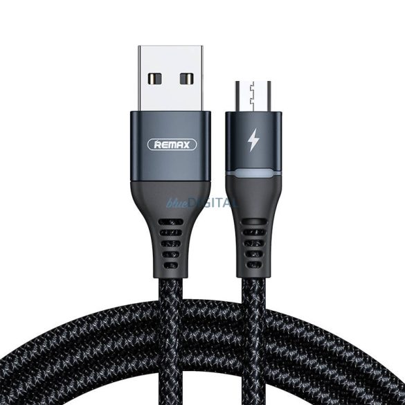 Kábel USB Micro Remax színes fény, 2.4A, 1m (fekete)