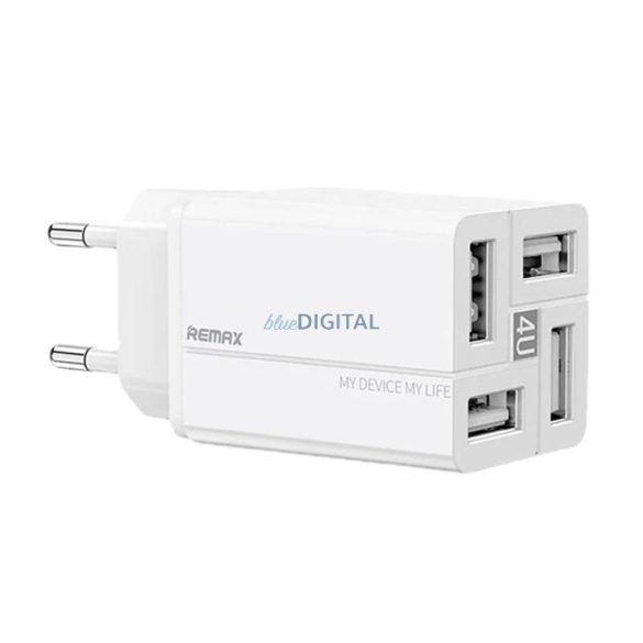 Remax fali töltő, RP-U43, 4x USB, 3.4A (fehér)