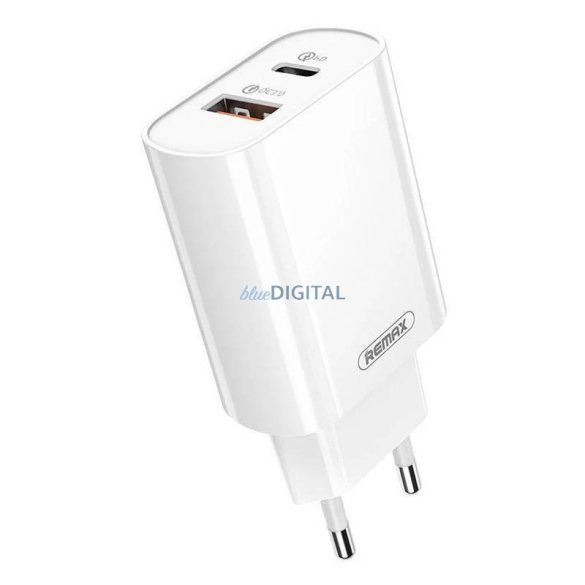 Remax RP-U37 fali töltő, USB + USB-C, 18W (fehér)