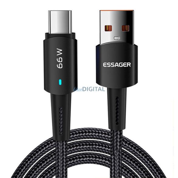 Essager EXCT-CGB01 USB-A - Type-C kábel 66W 6A 480Mbps 0.5m - fekete