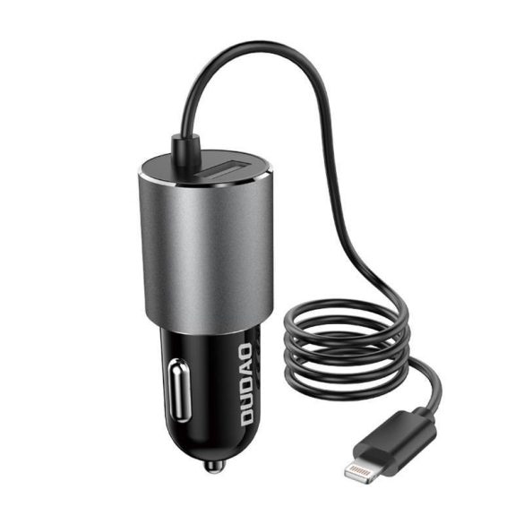Autótöltő Dudao R5ProL 1x USB, 3.4A + Lightning kábel (szürke)