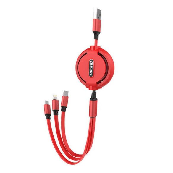 USB kábel Dudao L8H 3in1 USB-C / Lightning / Micro 2.4A, 1.1m (piros)