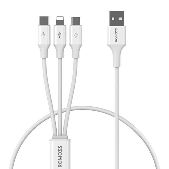 Romoss CB251V 3in1 USB-C / Lightning / Micro 3.5A 1.2m USB kábel (fehér)